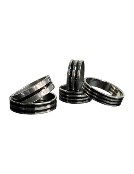 ANILLO LÍNEAS EN ACERO NEGRO - Accesorios | Outlet Quilmes