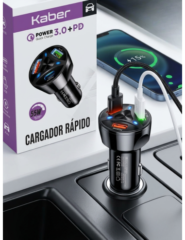 CABEZAL DE CARGA PARA AUTO KABER 55w - Electrónica | Outlet Quilmes