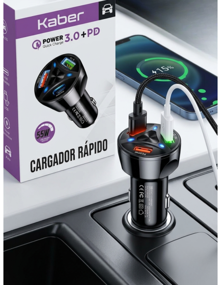 CABEZAL DE CARGA PARA AUTO KABER 55w - Electrónica | Outlet Quilmes