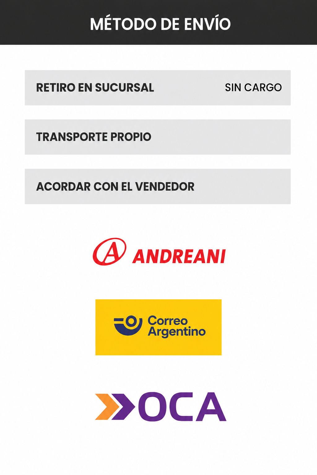 Información de envíos